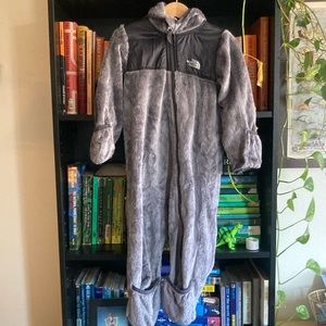 The North Face One Piece Zippered Hooded Fleece Bunting - 18-24m - Black/gray